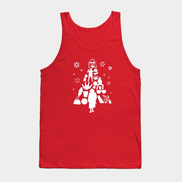 Big Lebowski Christmas Tree Silhouette White Tank Top by Rebus28